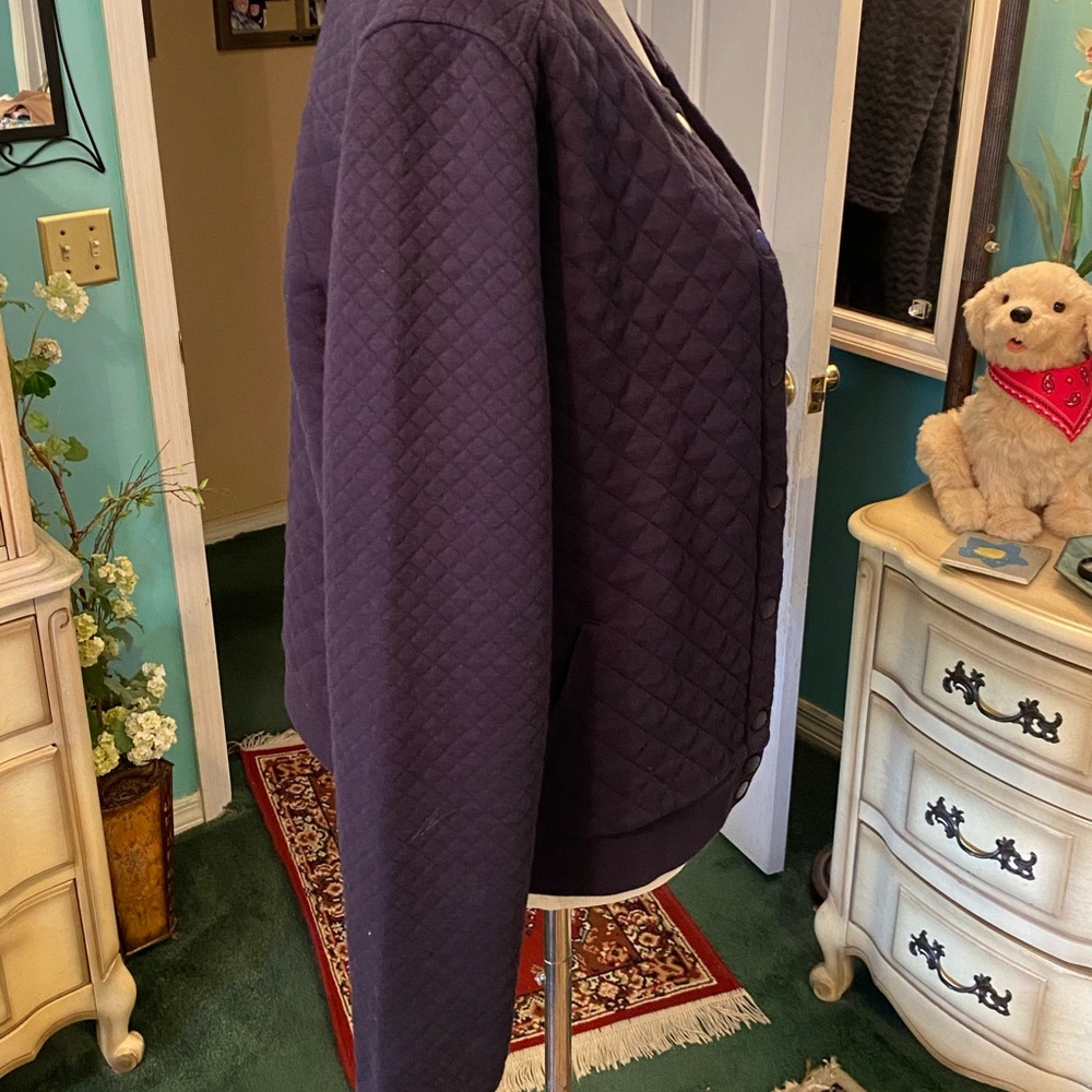 Quilted Navy Blue Button-Up Jacket - image 6